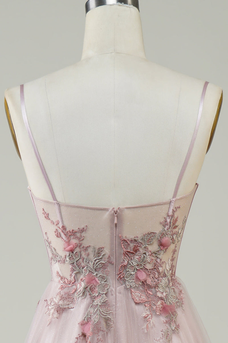 Load image into Gallery viewer, Blush Corset A-Line Long Prom Dress with Flowers