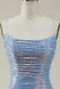 Load image into Gallery viewer, Blue Sequined Spaghetti Straps Mermaid Prom Dress